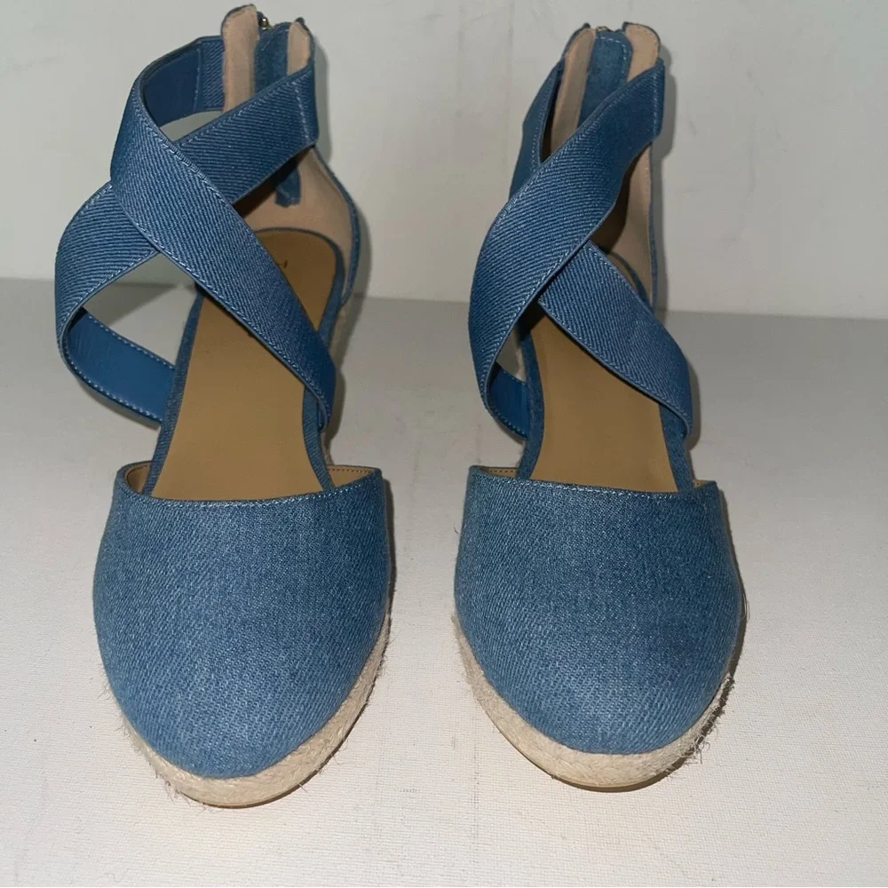 Talbots LYNDSAY D'ORSAY ESPADRILLE WEDGES -‎ DENIM